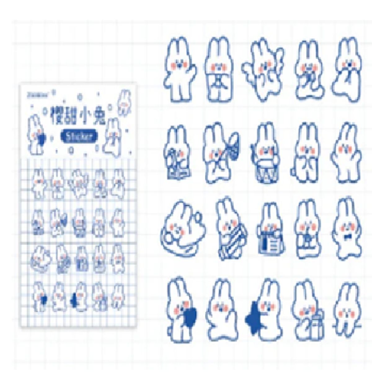 GENERICO - pack 40 stickers Conejos Transparentes