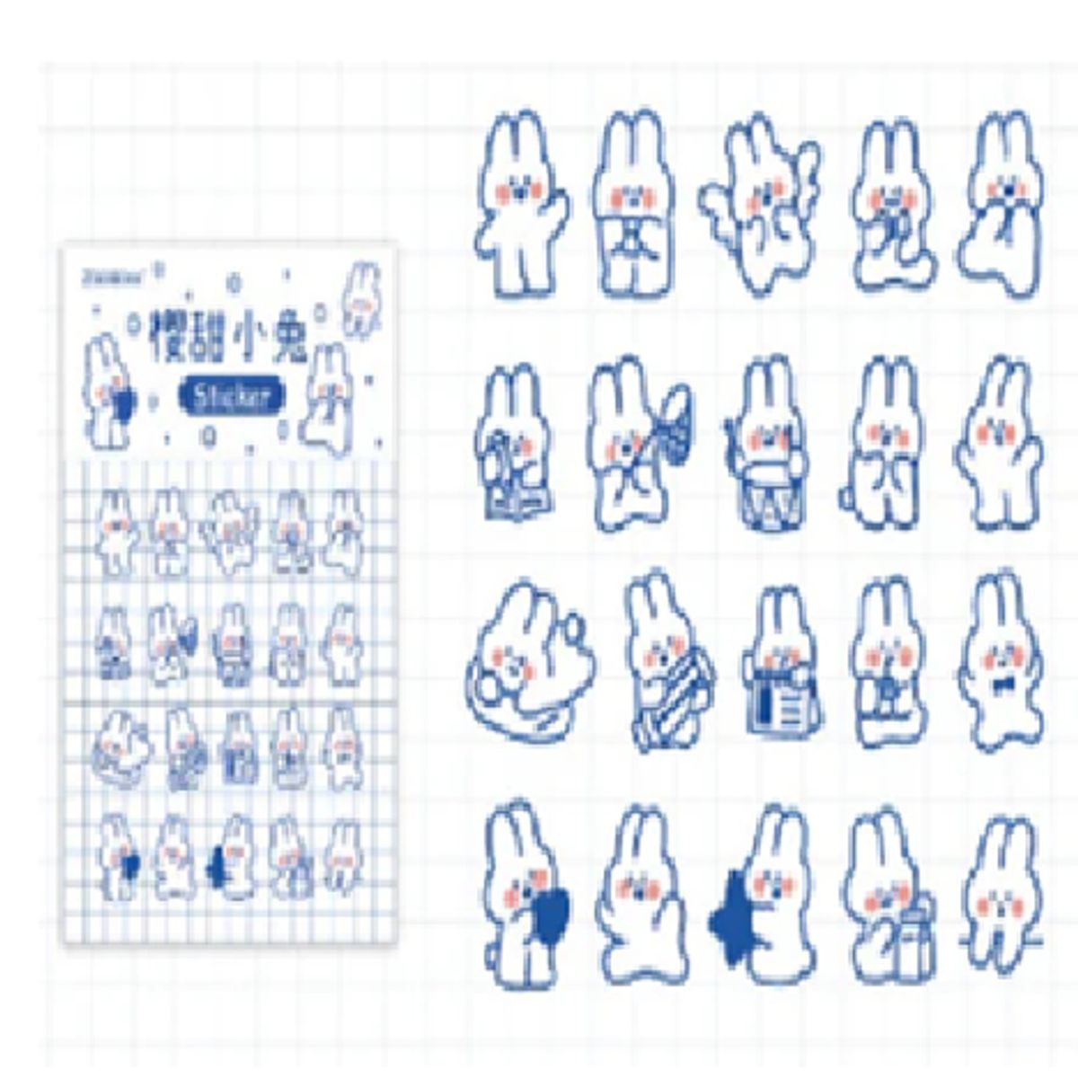 GENERICO - pack 40 stickers Conejos Transparentes