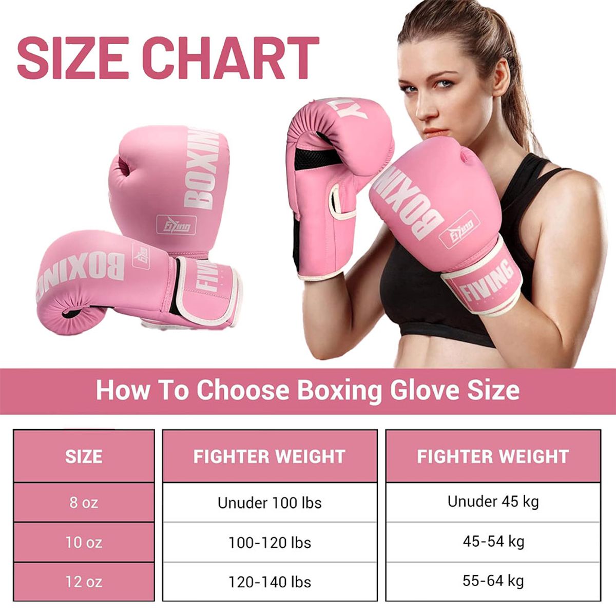 PUREPOWER - Guantes de Boxeo Mujer para Entrenamiento y Muay Thai,Boxing Gloves para Saco Boxeo,Combate Training