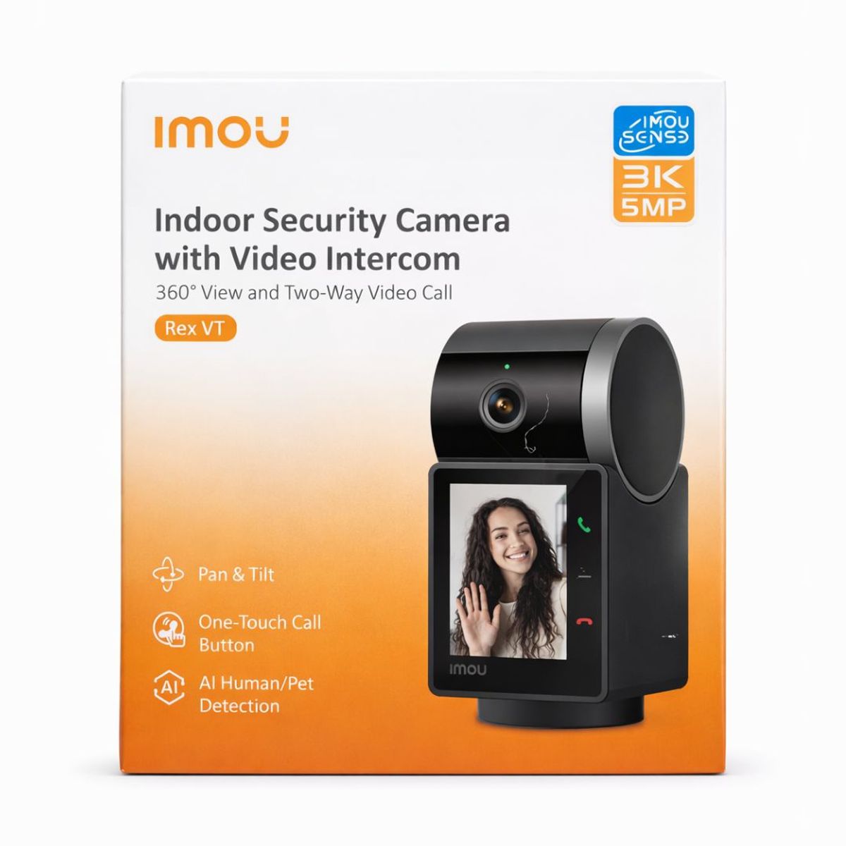 IMOU - Cámara de Seguridad WiFi IMOU Rex VT 3K 5MP 360° con Videollamada y Audio Bidireccional