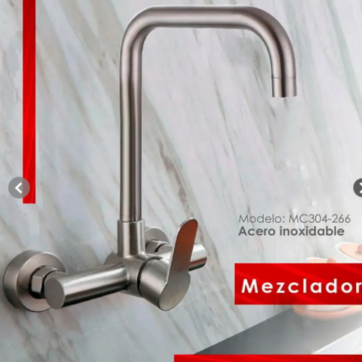 GENERICO - MEZCLADORA DE COCINA PARED ACERO PICO CMC304-266
