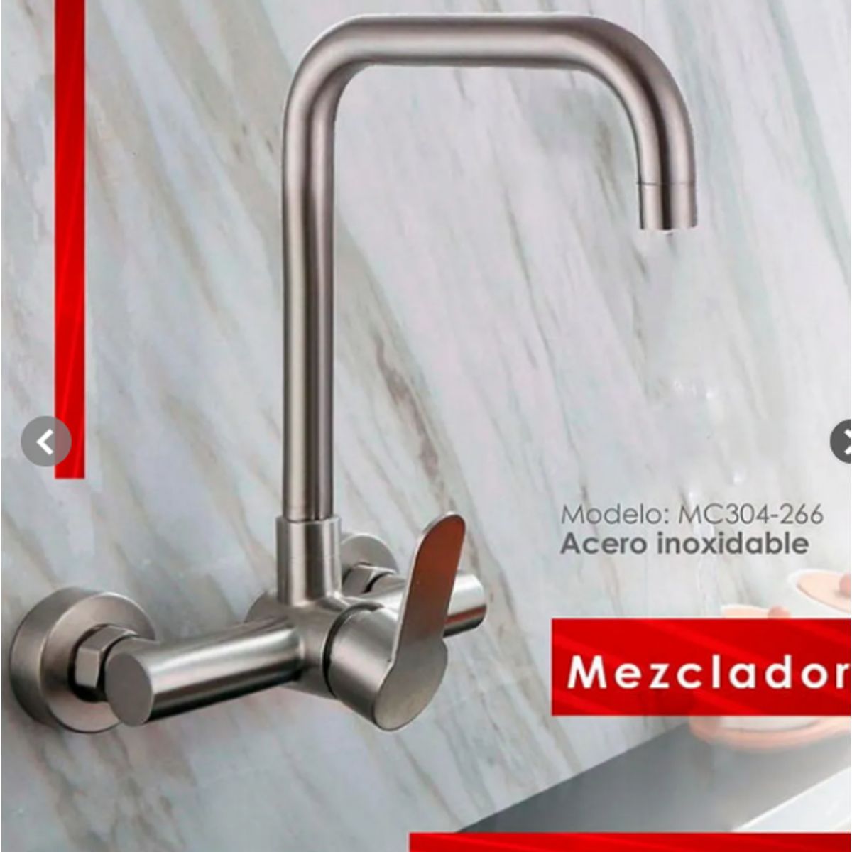 GENERICO - MEZCLADORA DE COCINA PARED ACERO PICO CMC304-266