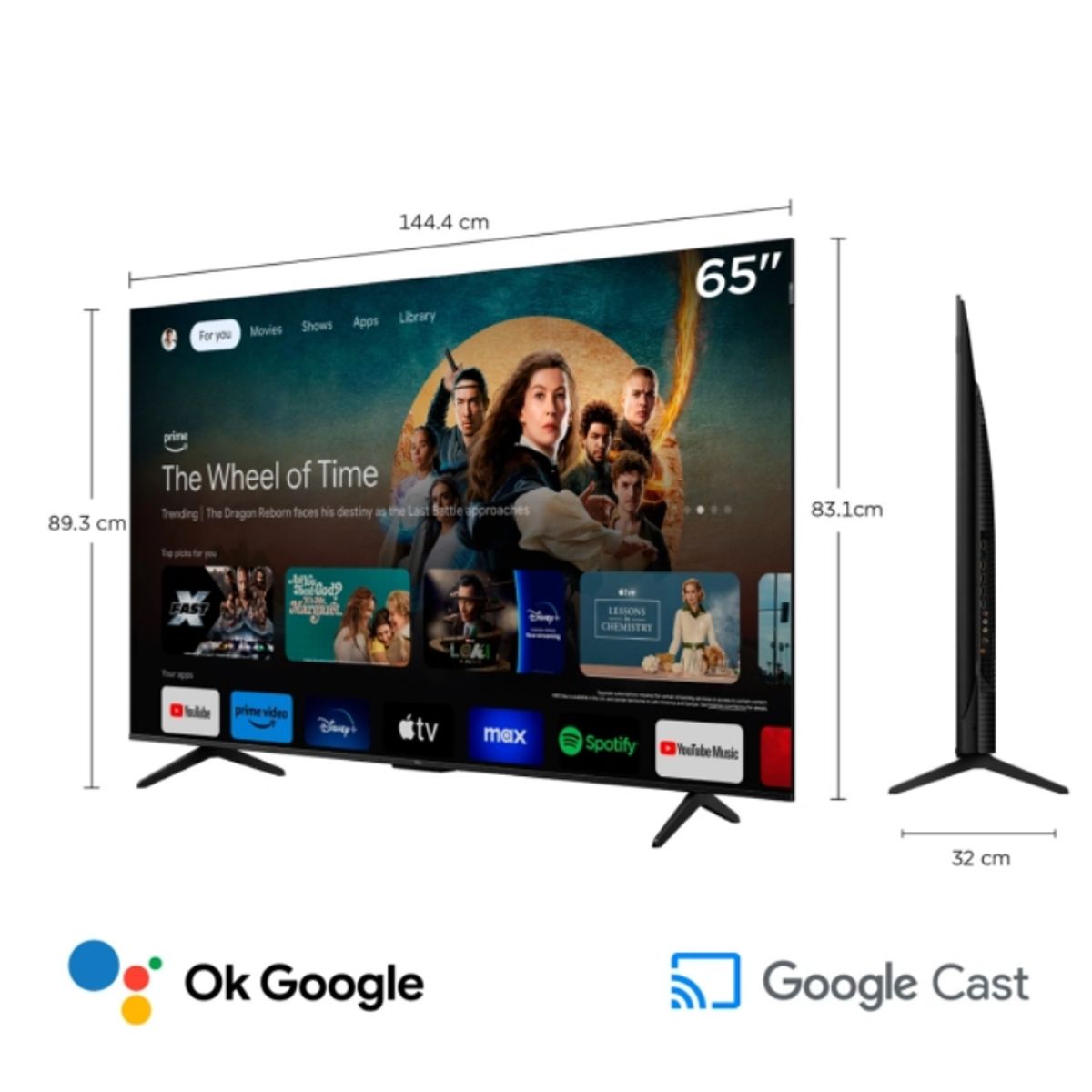 TCL - Televisor TCL 65 Qled 4k 65p7k Google Tv + Antena Digital