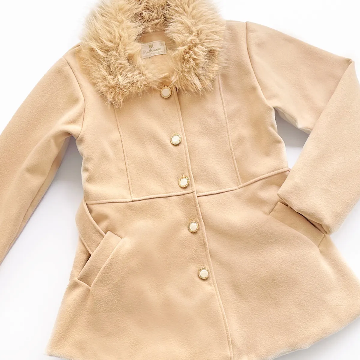 KIDS MASHMELO - Abrigo con Cuello Peluche para Niñas Kids Mashmelo