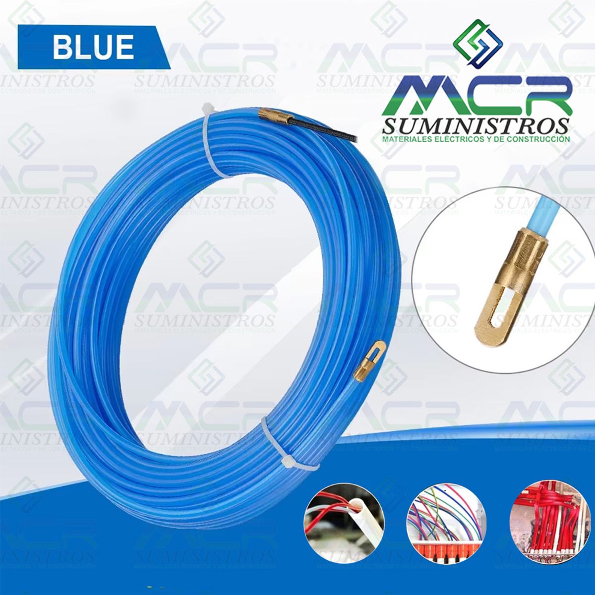 GENERICO - WINCHA PASACABLE ACERO FORRADA CON PVC AZUL 25mts