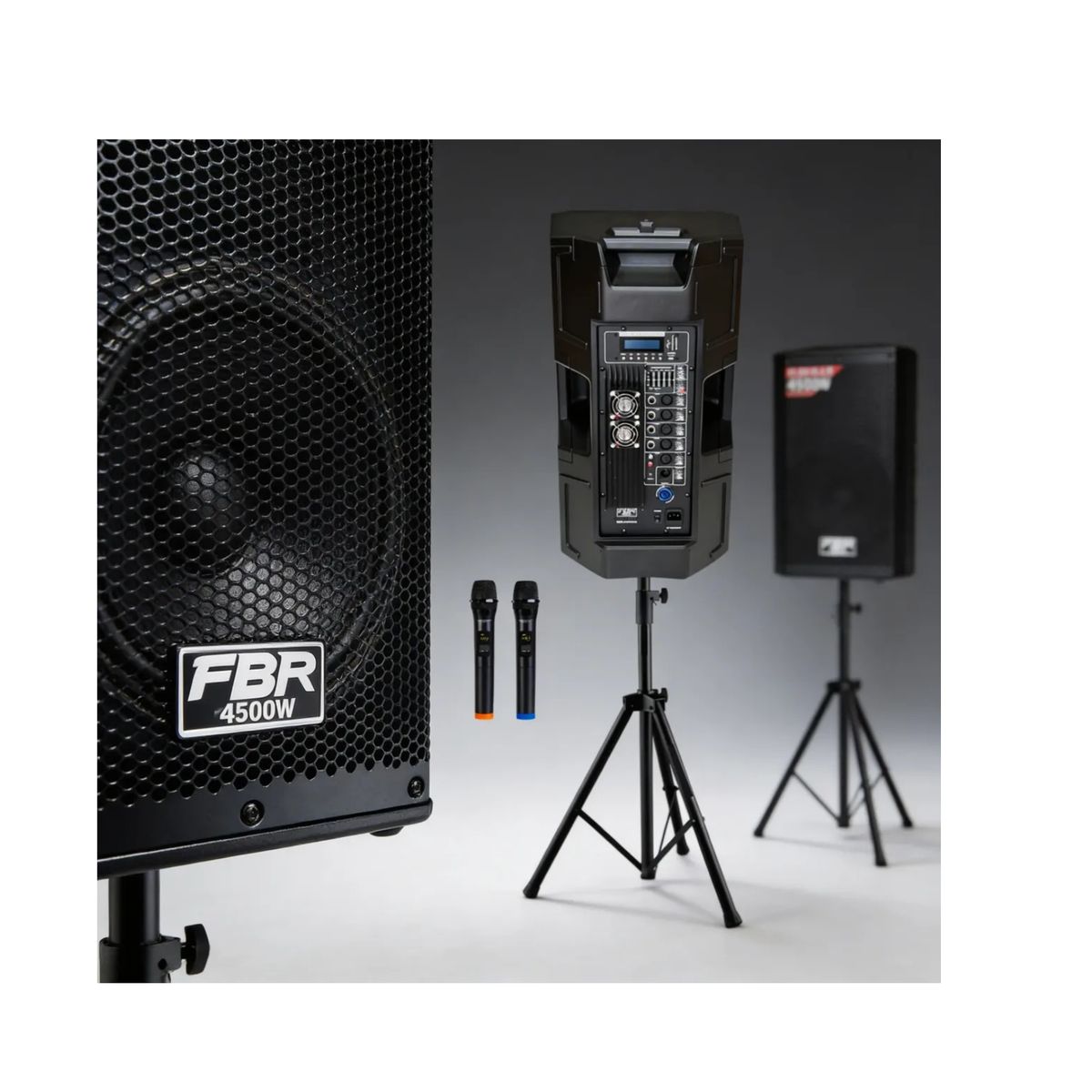 GENERICO - Parlante Amplificado De 2 Vias activo FBR ITALIA  ART-915A + 2 microfono + tripode