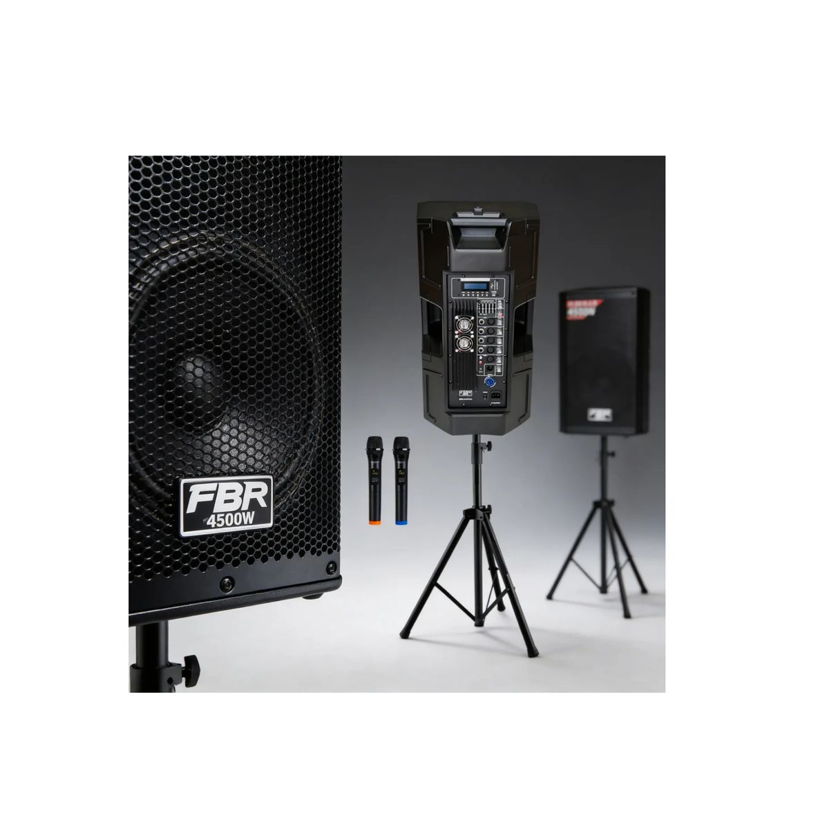 GENERICO - Parlante Amplificado De 2 Vias activo FBR ITALIA  ART-915A + 2 microfono + tripode