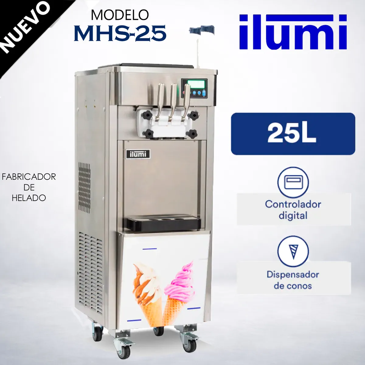ILUMI - Máquina de helado soft de hasta 25 litros por hora MHS-25