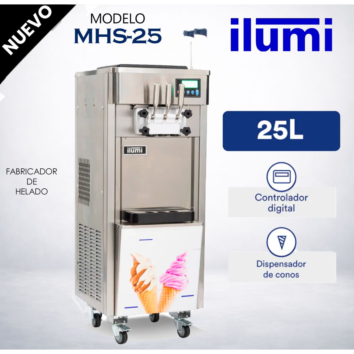 ILUMI - Máquina de helado soft de hasta 25 litros por hora MHS-25