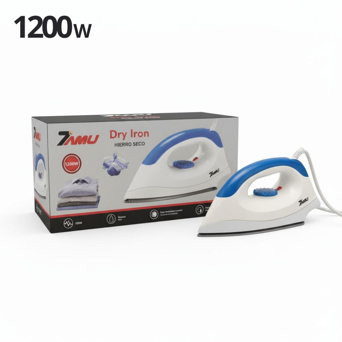 GENERICO - Plancha de Ropa Eléctrica R2003 con Base Antiadherente 1200W