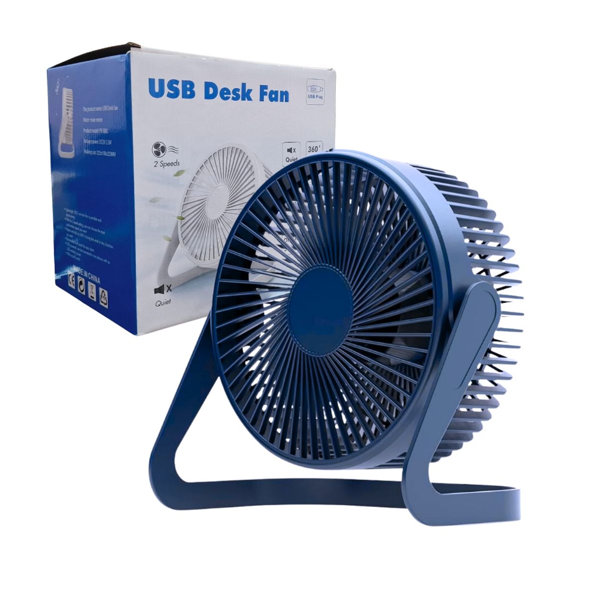 GENERICO - Ventilador de Escritorio Silencioso 19 CM YR-S602 - Azul Marino