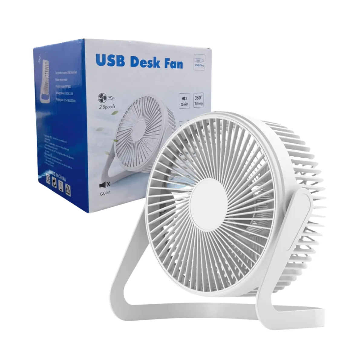 GENERICO - Ventilador de Escritorio Silencioso 19 CM YR-S602 - Blanco