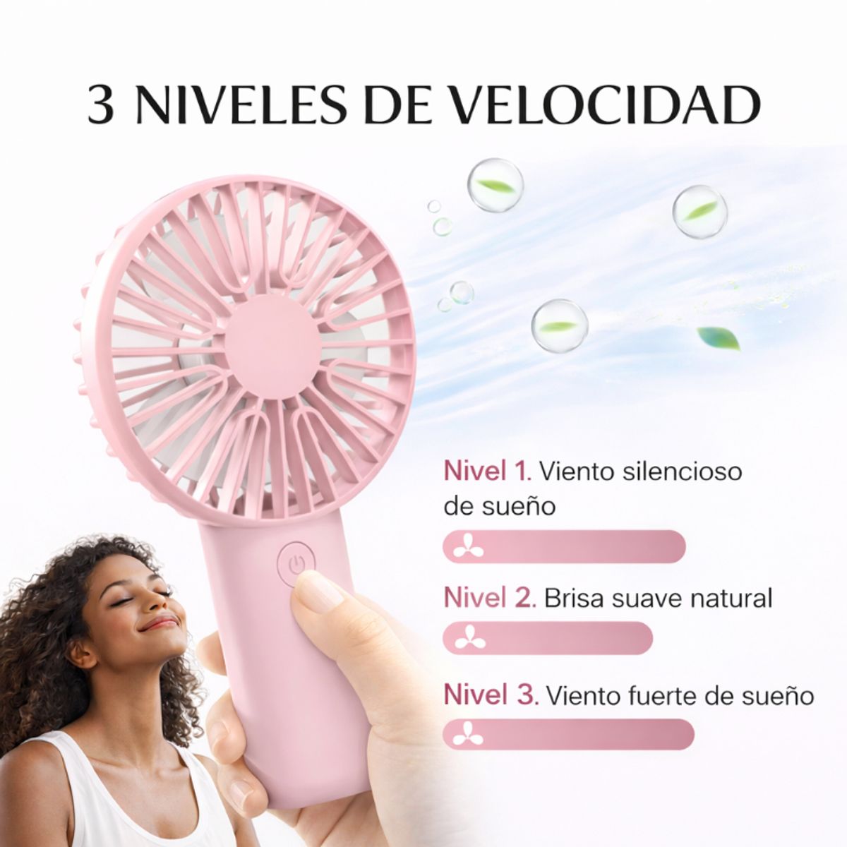 GENERICO - Mini Ventilador Usb Rosado Con Base Celular Ideal Oficina Y Viaje