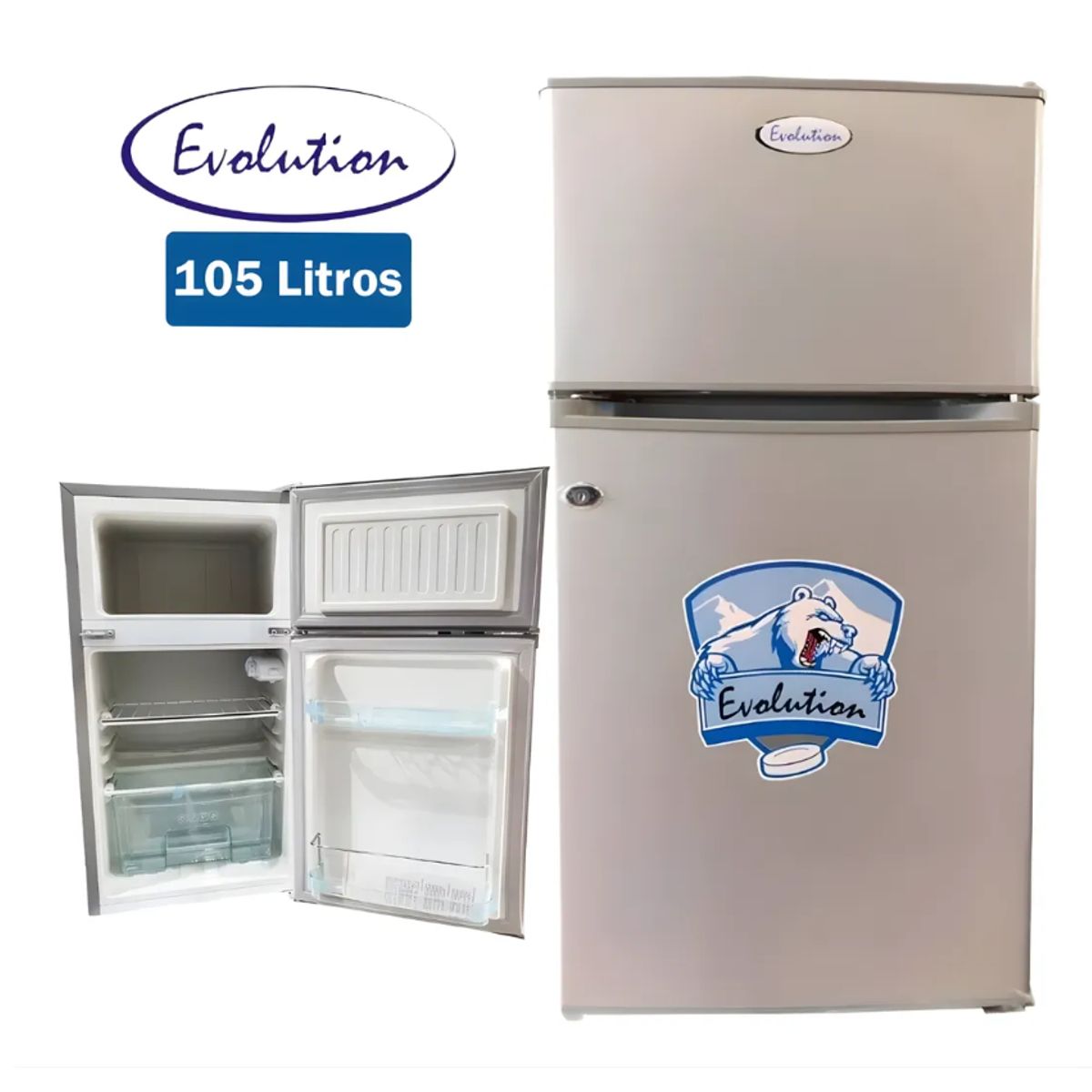 EVOLUTION - Frigobar Evolution De 2 Puertas De 105 Lts Bcd-105 - Gris