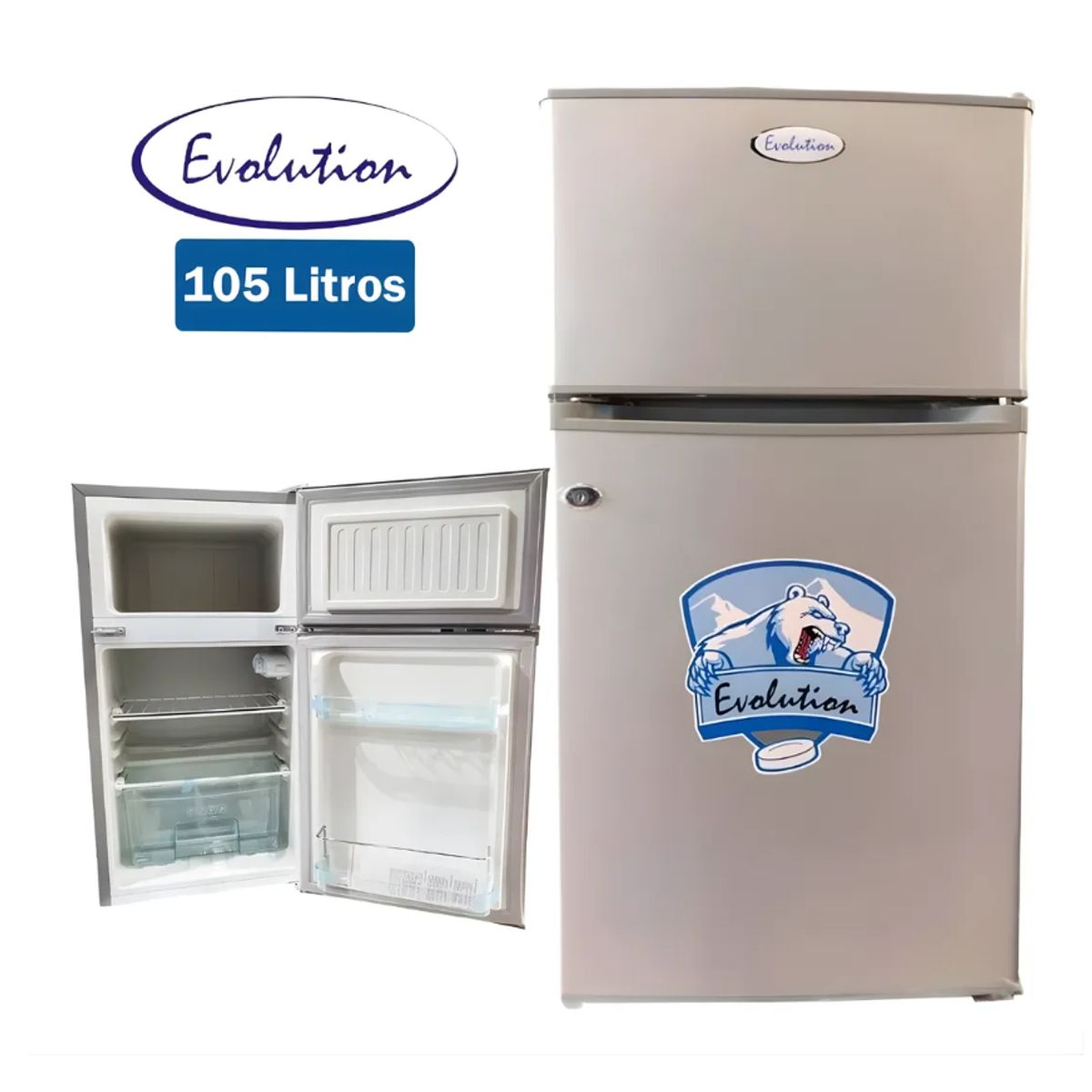 EVOLUTION - Frigobar Evolution De 2 Puertas De 105 Lts Bcd-105 - Gris