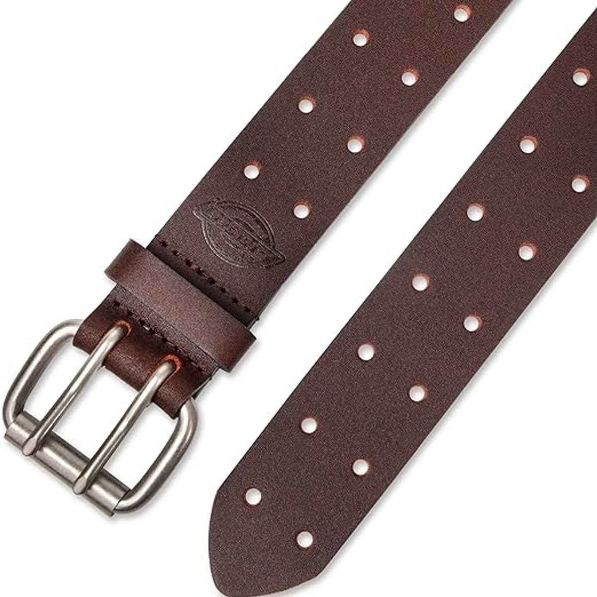 DICKIES - CORREA DE CUERO DICKIES PARA HOMBRE CON DOBLE HEBILLA COLOR MARRON TALLA 32