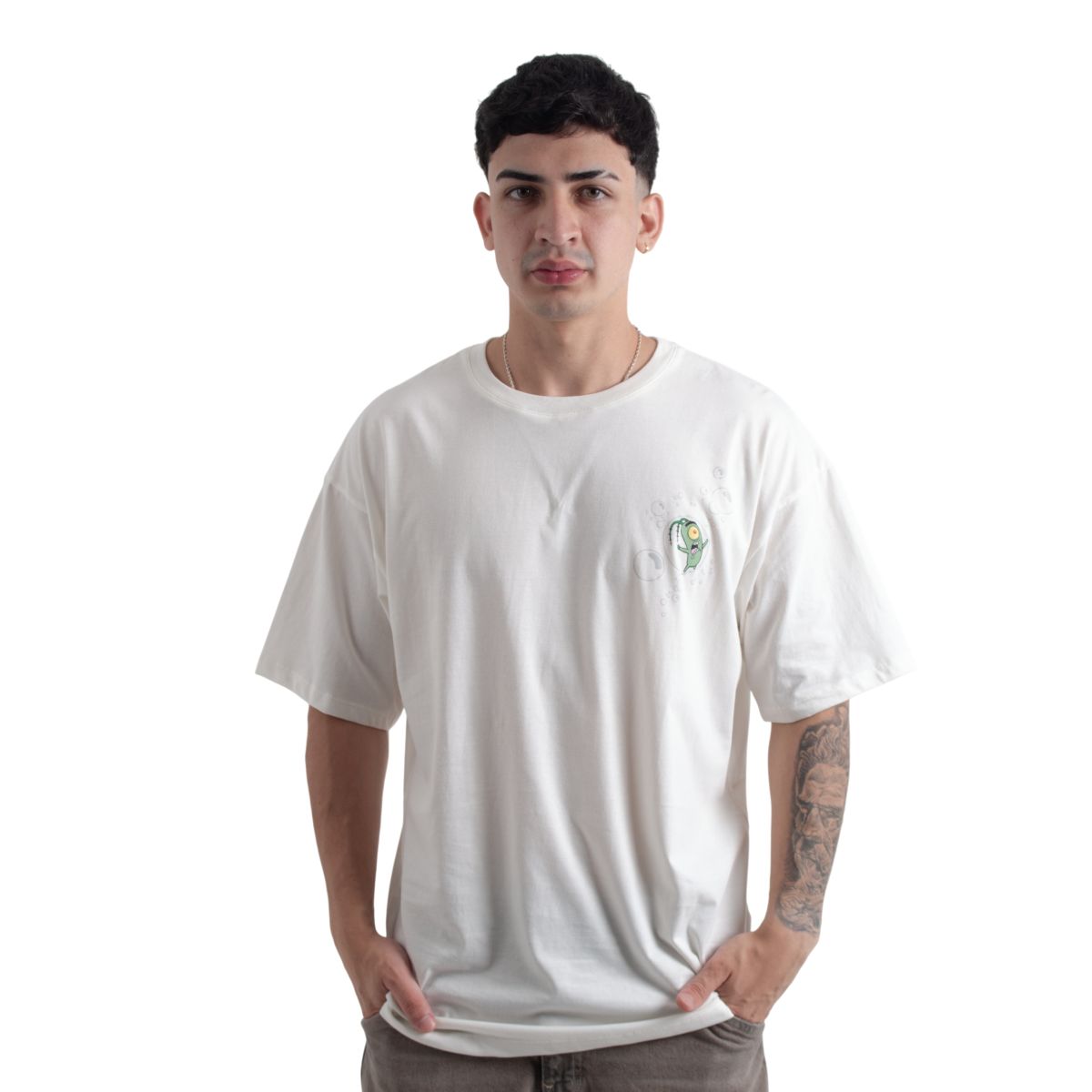 NICKELODEON - POLO  BOB SPONJA  OVERSIZE HOMBRE PERLA ALGODÓN