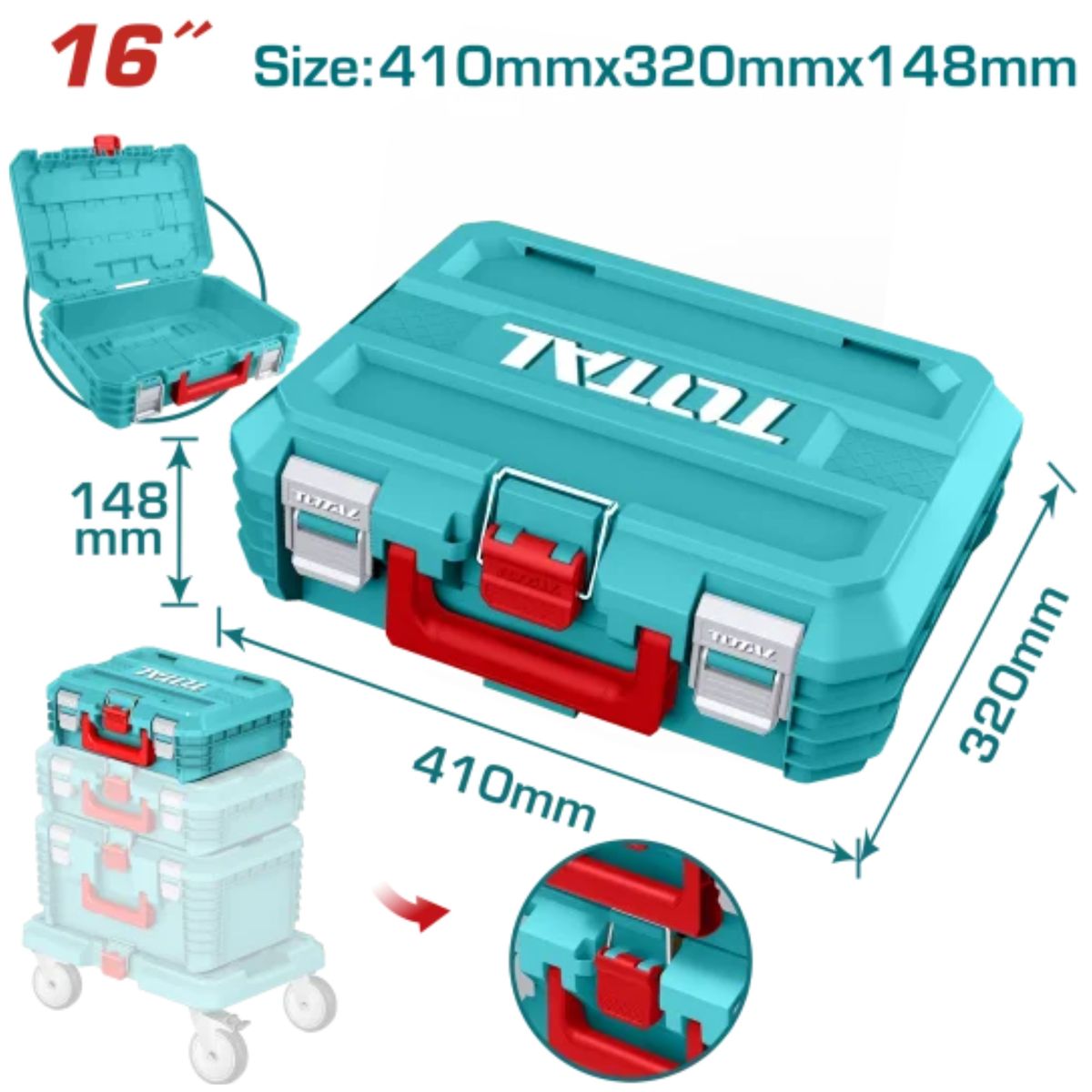 TOTAL - Maletín apilable portaherramientas 16 pulgadas uso rudo TPBXS101 TOTAL