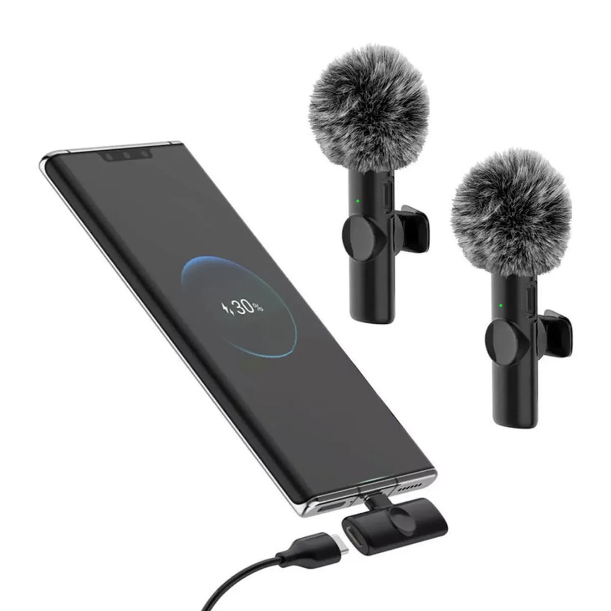 GENERICO - Micrófono Inalámbrico Para Celular Con Peluche Anti Viento Negro