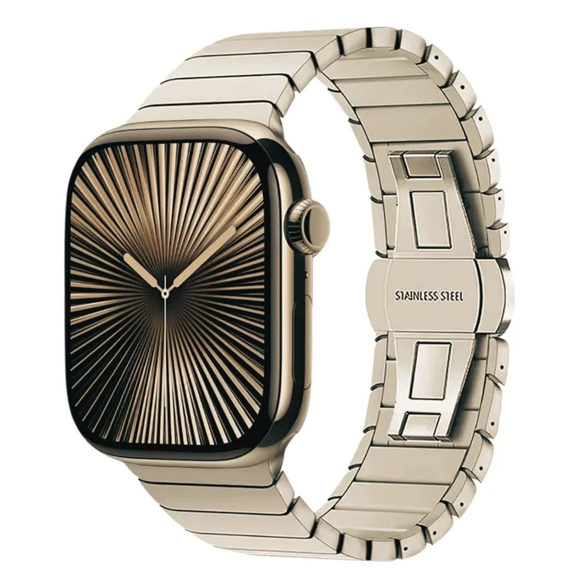 GENERICO - CORREA PULSERA ESLABONES PARA APPLE WATCH SERIE 7-8-9-10-11 DE 44-45-46-49 MM STARLIGHT