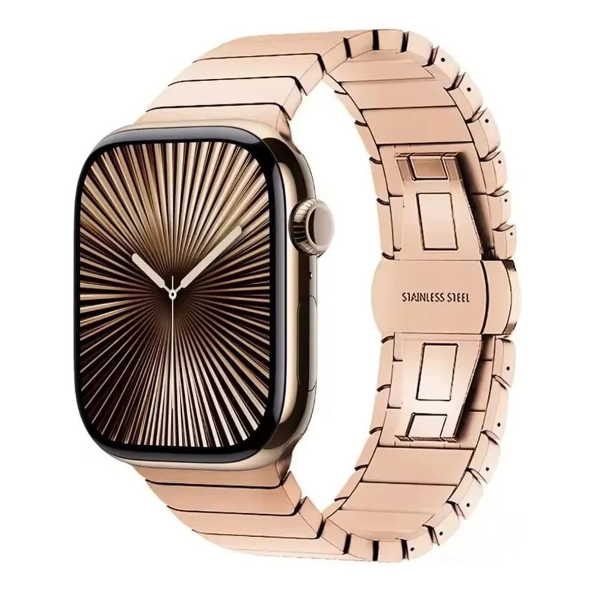 GENERICO - CORREA PULSERA ESLABONES PARA APPLE WATCH SERIE 7-8-9-10-11 DE 44-45-46-49 MM ROSA GOLD