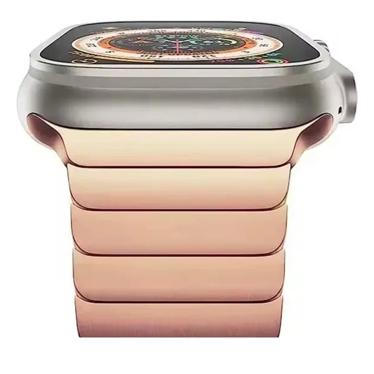GENERICO - CORREA PULSERA ESLABONES PARA APPLE WATCH SERIE 7-8-9-10-11 DE 44-45-46-49 MM ROSA GOLD