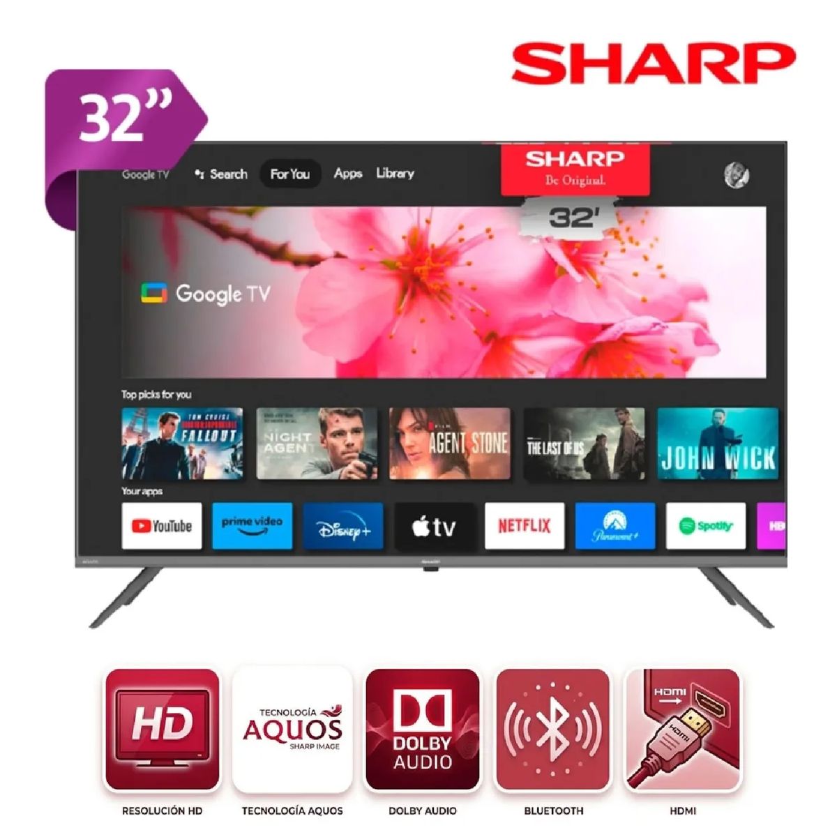 SHARP - Televisor SHARP 32” Modelo 2T-C32GF2060L HD Google TV LED
