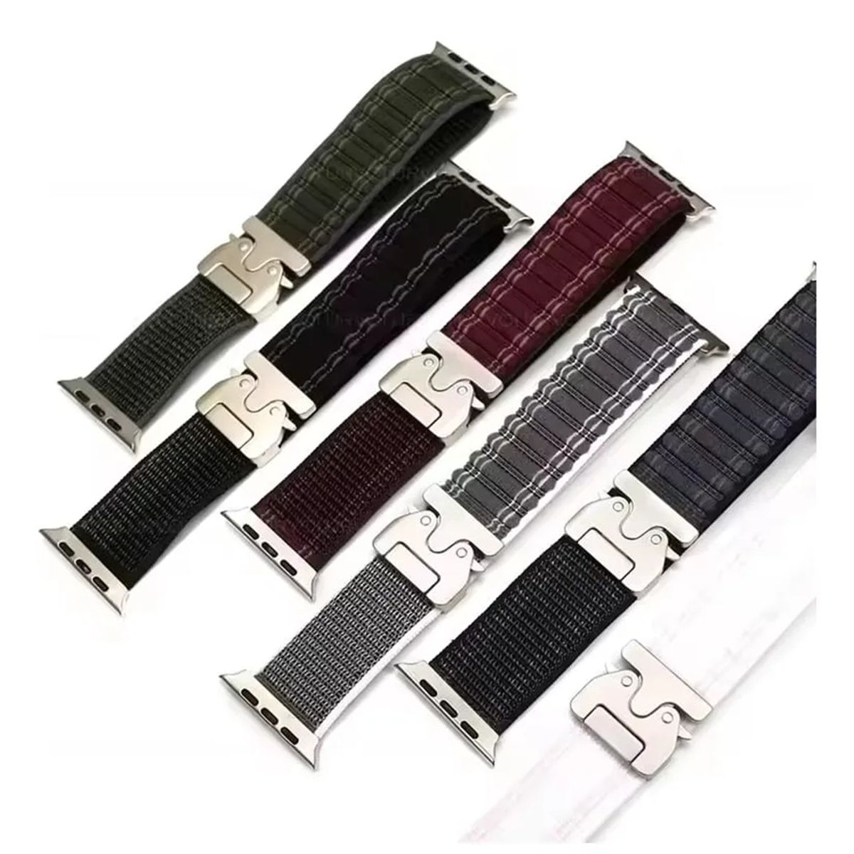GENERICO - CORREA NYLON LOOP HEBILLA PARA APPLE WATCH 7-8-9-10-11 SE ULTRA 44-45-46-49 MM NEGRO