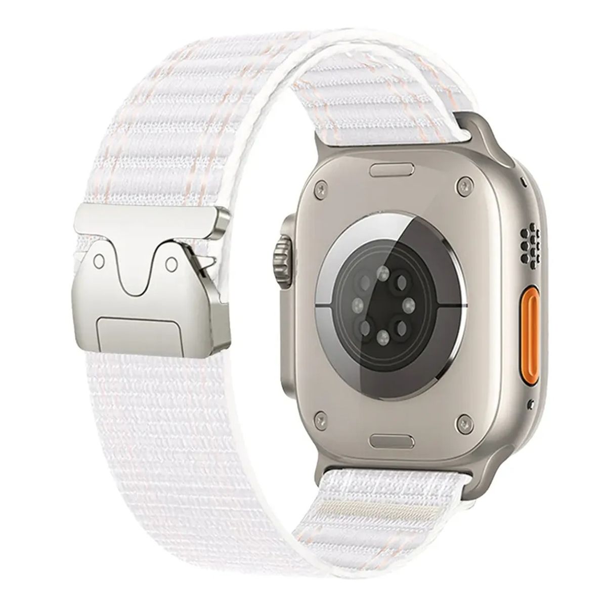 GENERICO - CORREA NYLON LOOP HEBILLA PARA APPLE WATCH 7-8-9-10-11 SE ULTRA 44-45-46-49 MM BLANCO