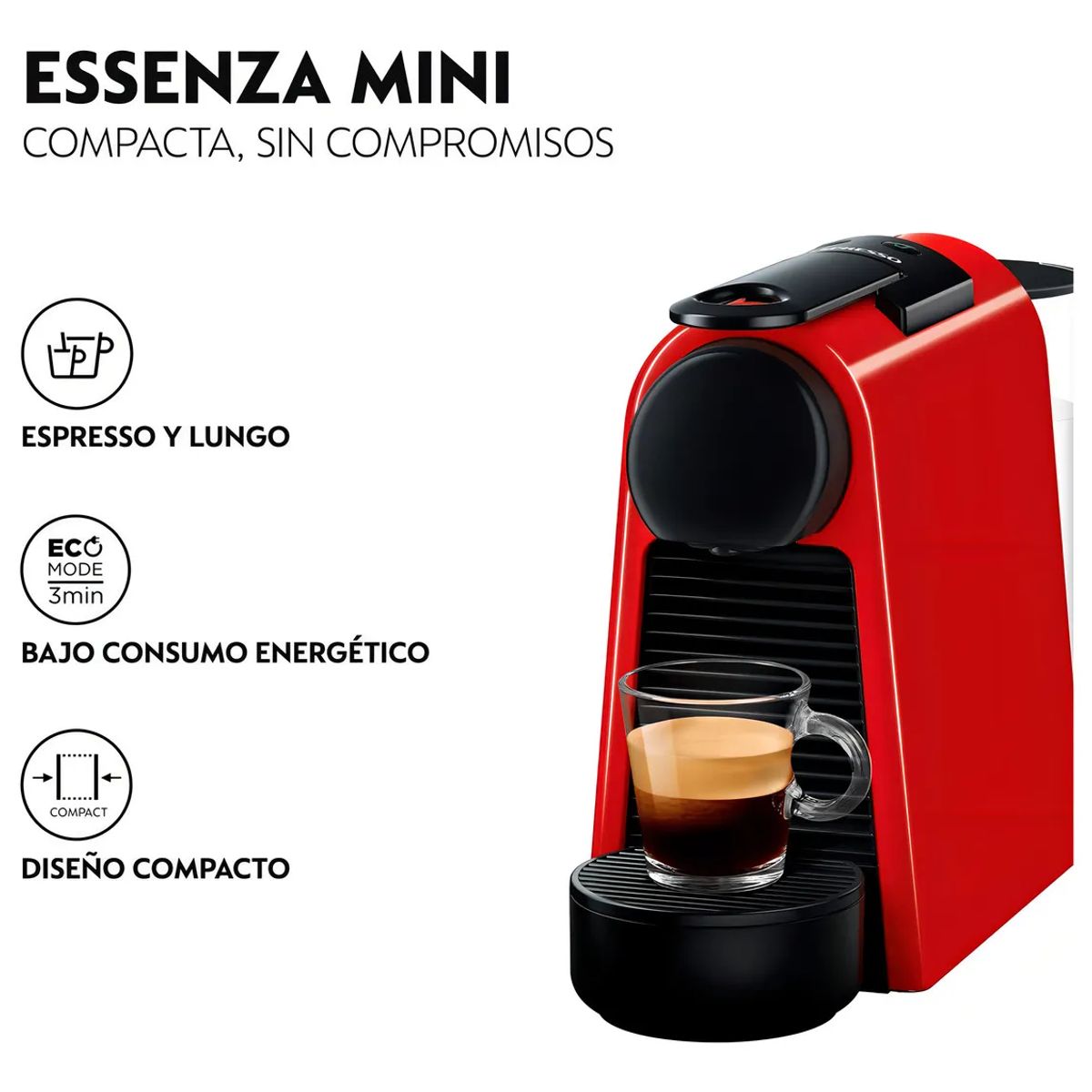 NESPRESSO - Cafetera Essenza Mini D30 Red Nespresso Color Rojo