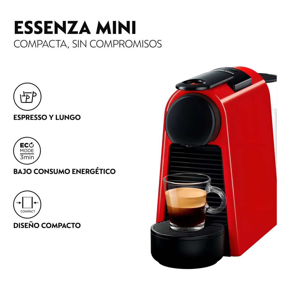 NESPRESSO - Cafetera Essenza Mini D30 Red Nespresso Color Rojo