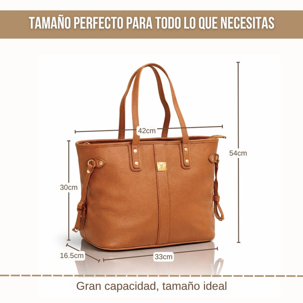 INDEMA - Tote Bag Bolso Elegante Cuero PU - Diseño Amplio y Funcional Camel
