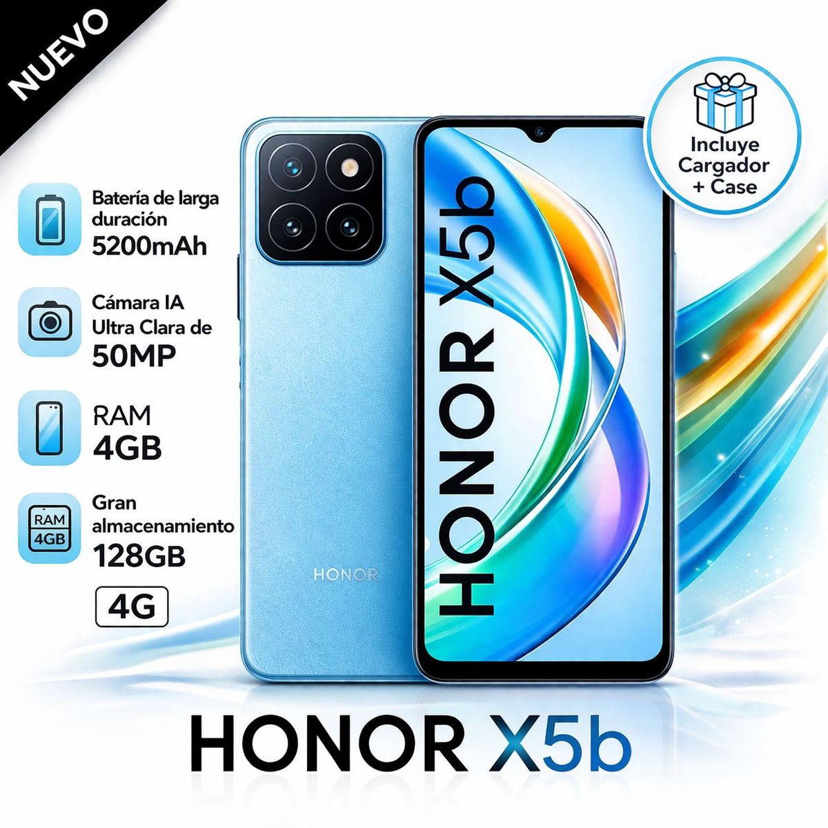 HONOR - Celular Honor X5B 6.5 pulg 4GB RAM 128GB 50MP Ocean Blue- CM