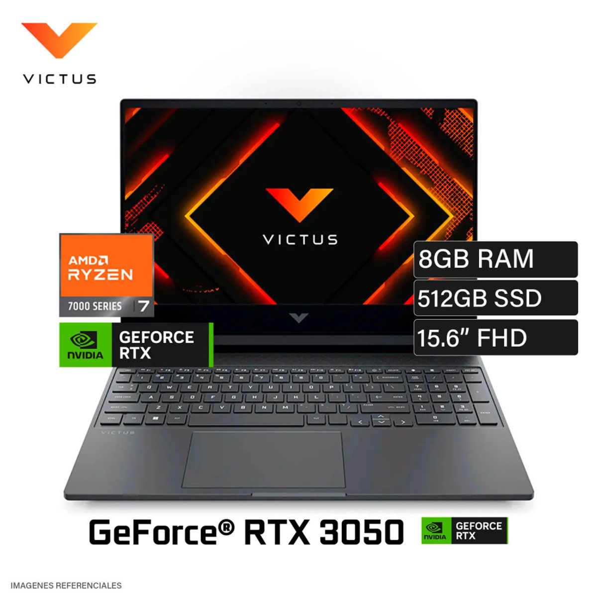 Laptop HP Victus 15 Ryzen 7 8GB 512GB RTX 3060, marca HP - Foto Principal