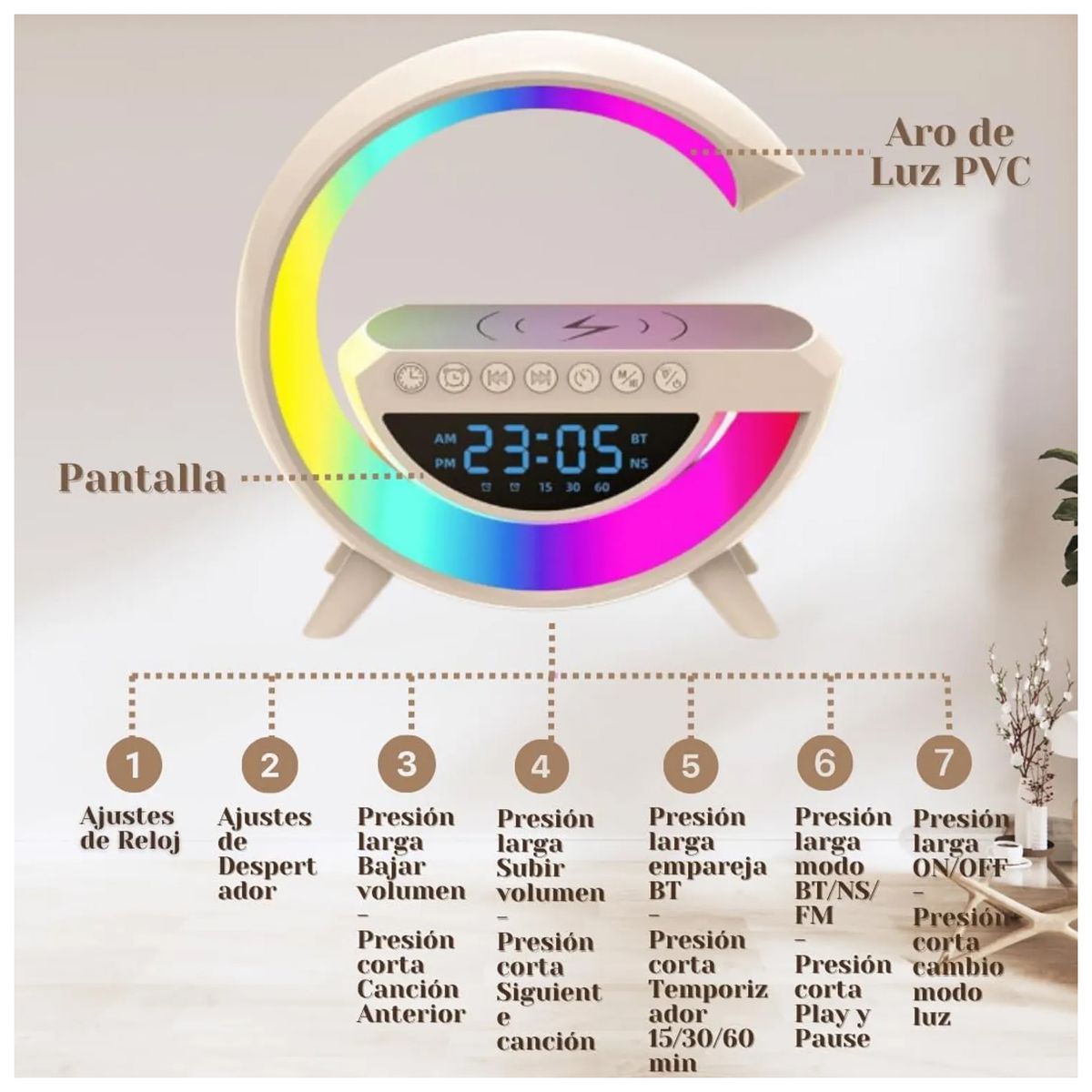OEM - Parlante Bluetooth G Con Reloj Y Alarma 3 En 1