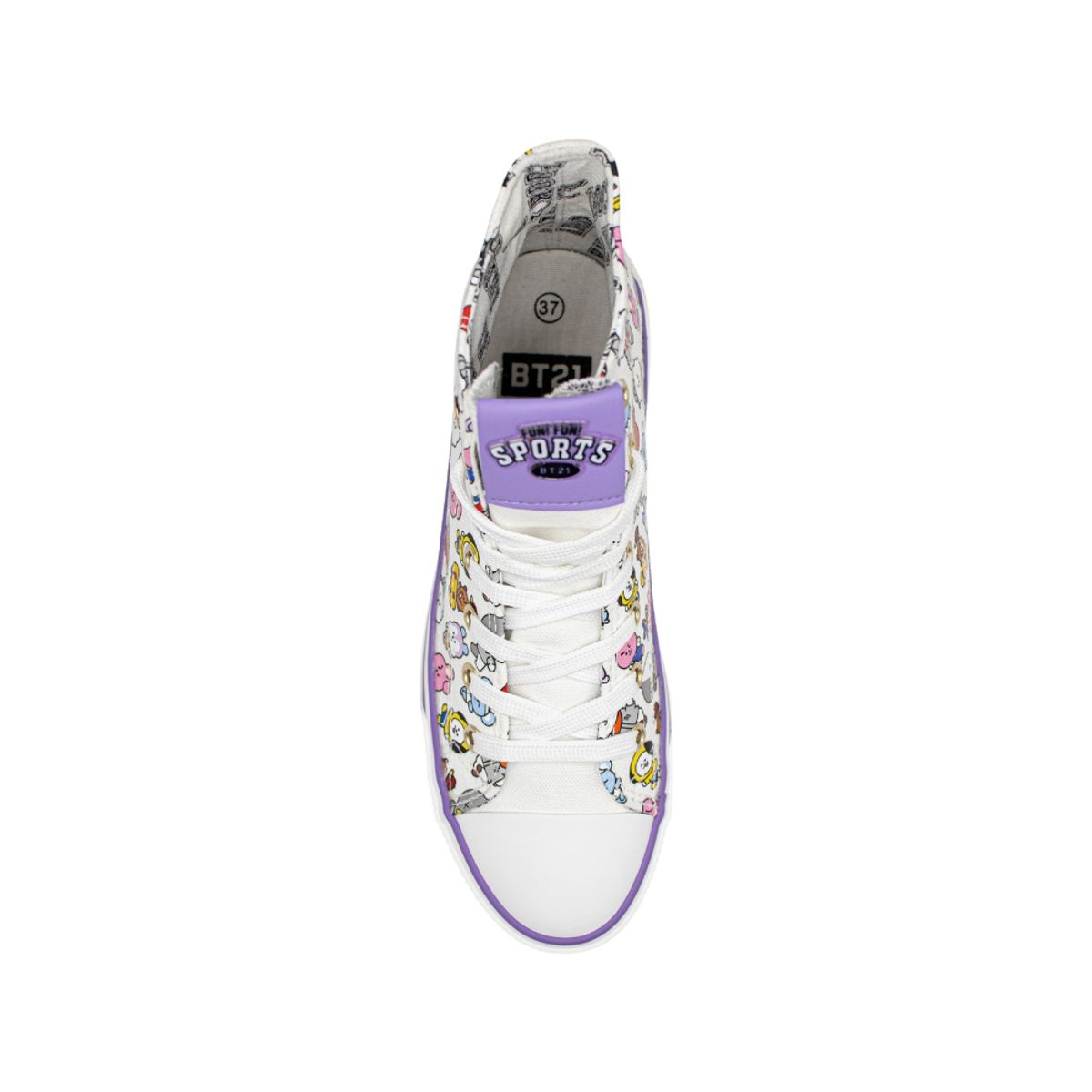 KAWAI - Zapatillas Urbanas Botin Mujer BT21 BTS Kpop Kawai Blanco Lila