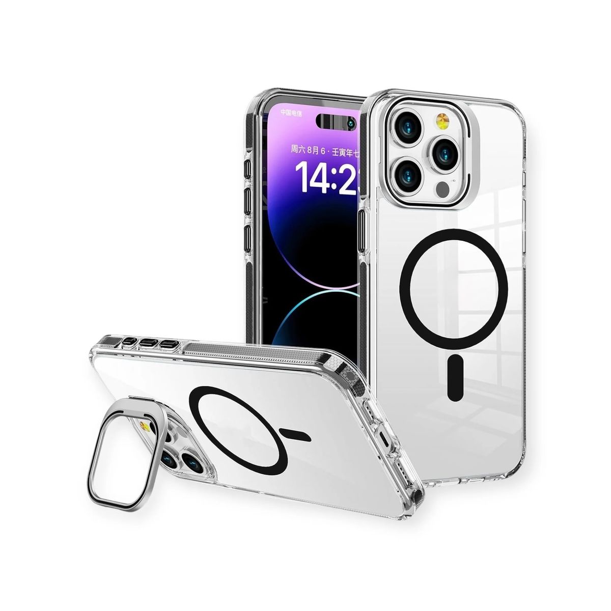 GENERICO - Case IPhone 16 Pro Max con Parante de Camara Transparente con Magsafe Negro
