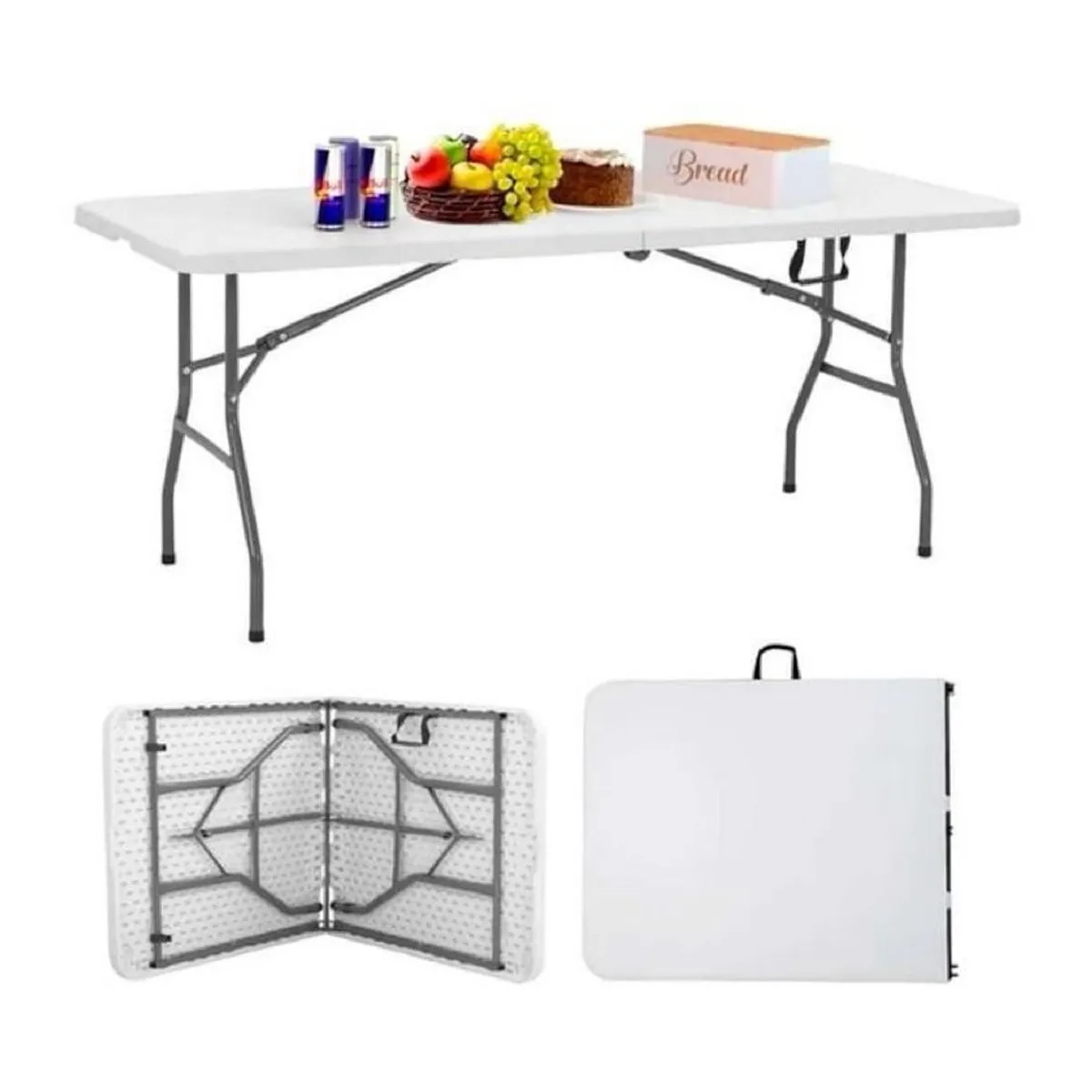 Mesa Plegable Rectangular 180cm Portátil Blanca Multiuso, marca GENERICO - Foto Principal