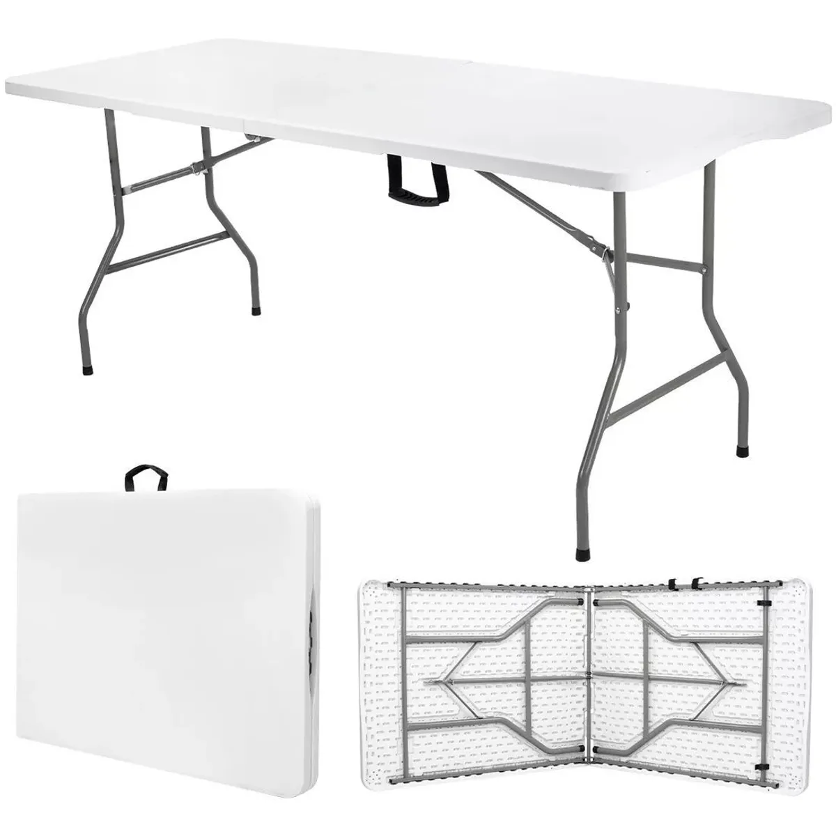 Mesa Plegable Rectangular 180cm Portátil Blanca Multiuso, marca GENERICO - Foto 2