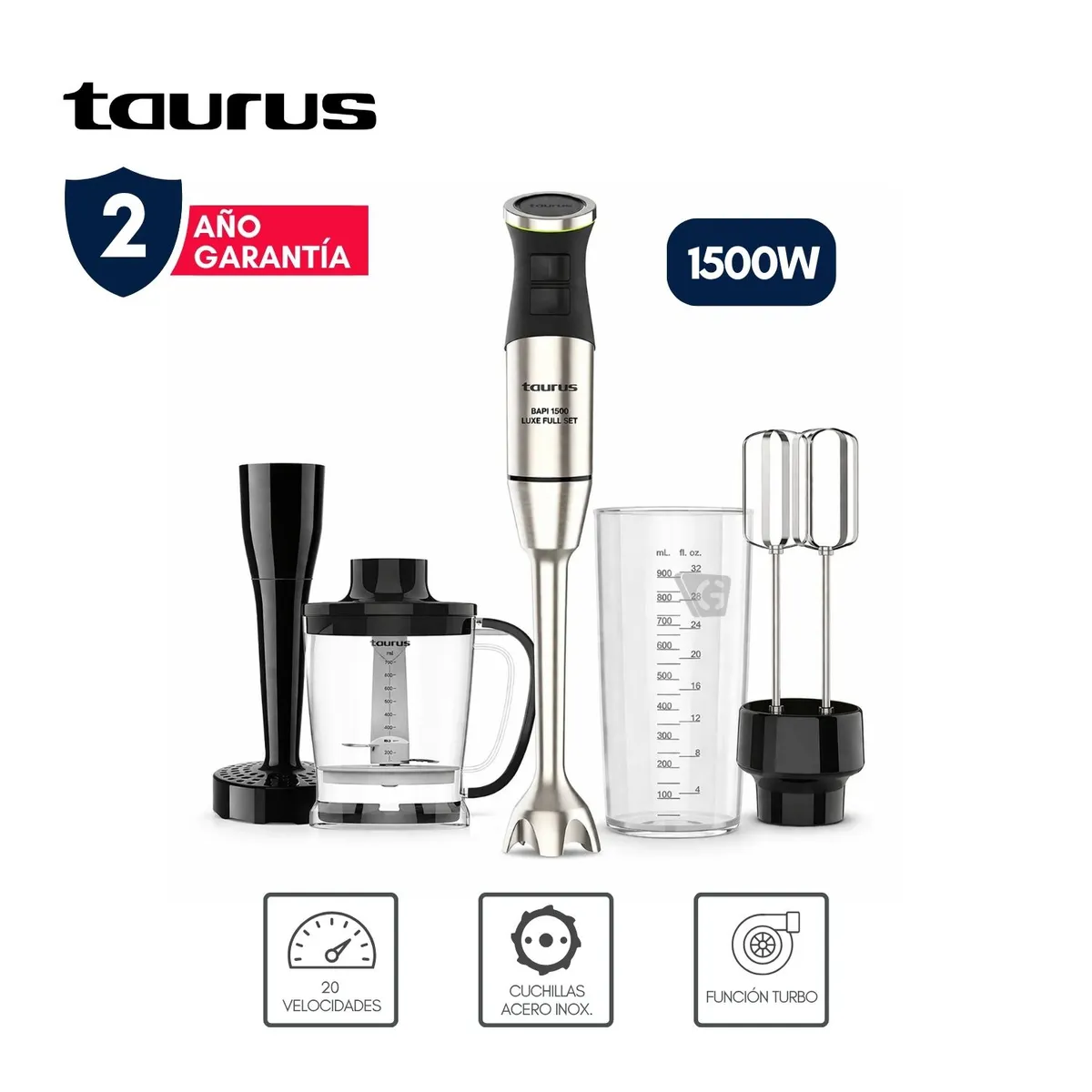 TAURUS - Batidora de Inmersión Mod. Bapi 1500 Luxe Full Set