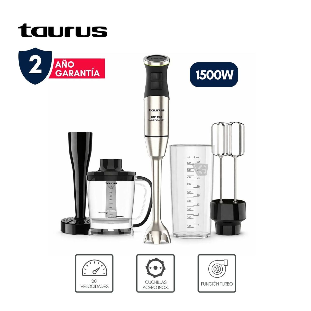 TAURUS - Batidora de Inmersión Mod. Bapi 1500 Luxe Full Set