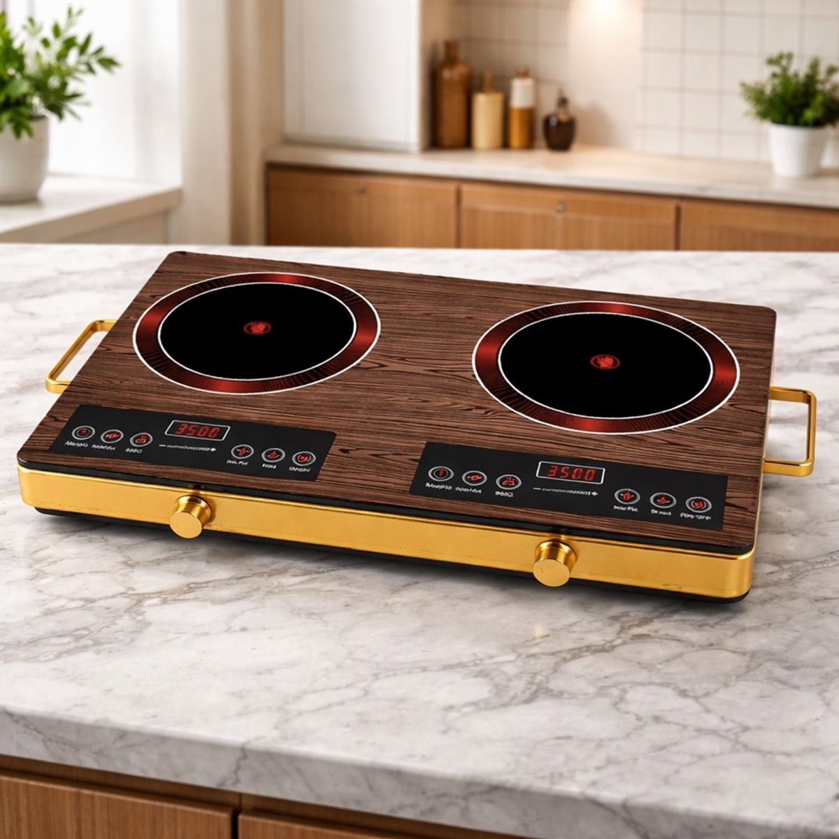 GENERICO - Cocina Electrica De Mesa Ceramica 2 Hornillas 3500W