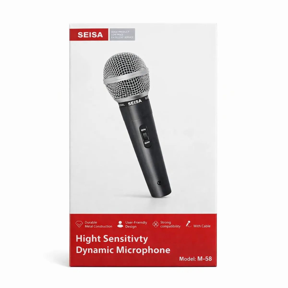 SEISA - Micrófono con Cable Seisa M-58 Dinámico de Mano con Conector 6.5 mm para Karaoke y Amplificador
