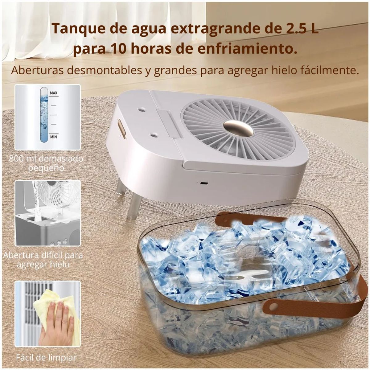 GENERICO - Ventilador Humidificador Portátil S1 con Nebulizador de Agua 2.5L USB y 3 Velocidades