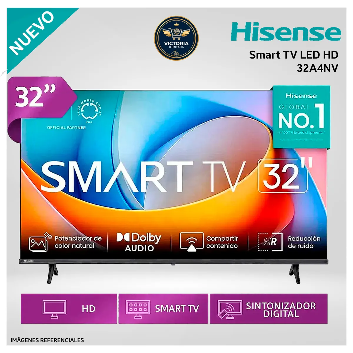 HISENSE - Televisor Hisense 32 Pulg. Smart TV LED HD 32A4NV
