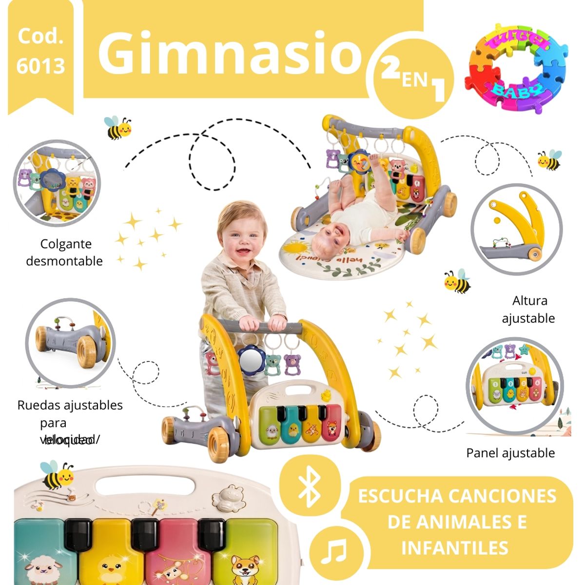 HI BABY - GIMNASIO CAMINADOR MUSICAL MULTIFUNCIONAL 2 EN 1