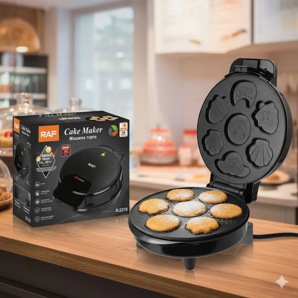 GENERICO - Máquina Eléctrica para Galletas y Hot Cakes RAF 1000W Antiadherente Diseño Divertido