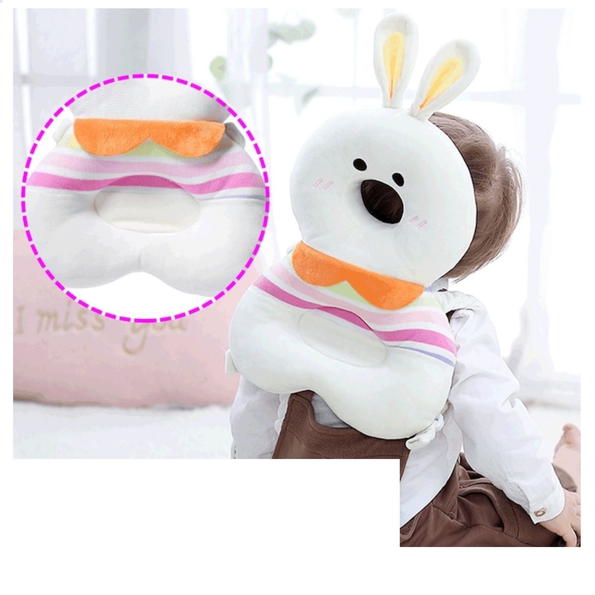 GENERICO - Mochila de Proteccion para Bebe Cabeza Espalda Conejo