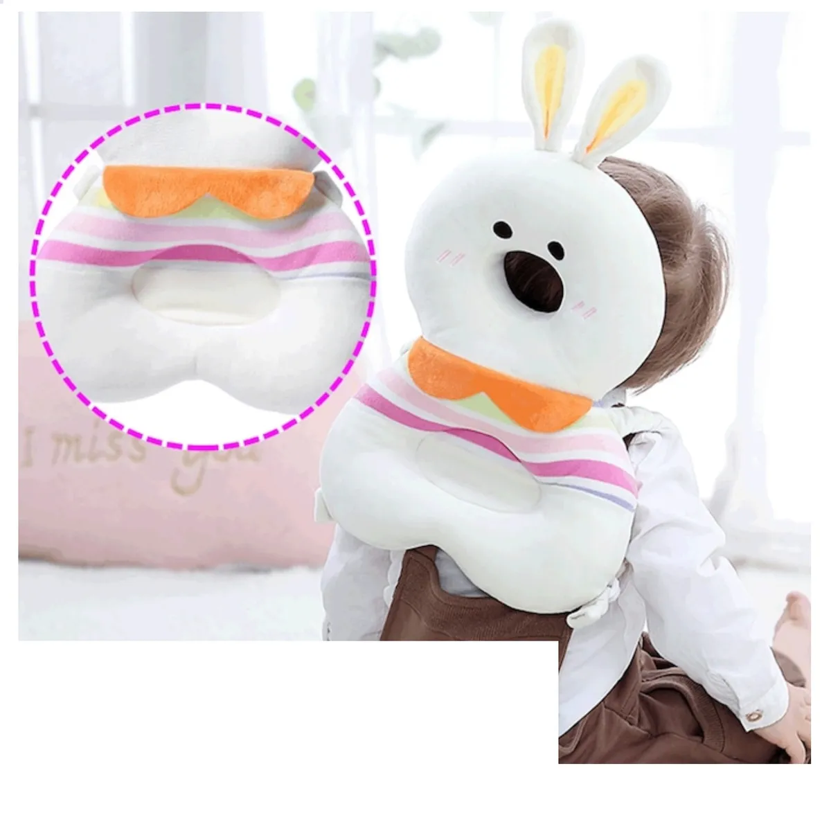 GENERICO - Mochila de Proteccion para Bebe Cabeza Espalda Conejo