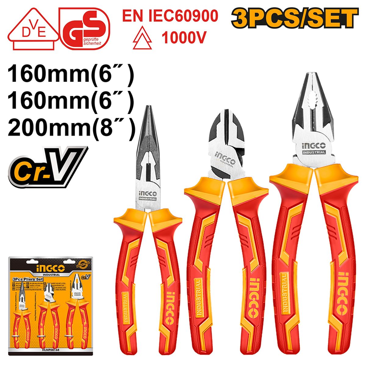 INGCO TOOLS - SET 3 ALICATES AISLADOS INGCO 1000V HIKPS28318